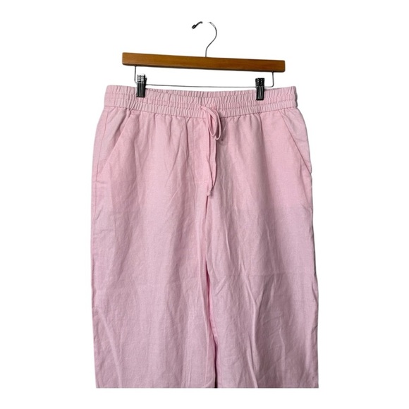 J. Crew Linen Blend Pull On Drawstring Cuffed Ankle Pants in Pale Pink Preppy - Picture 2 of 14